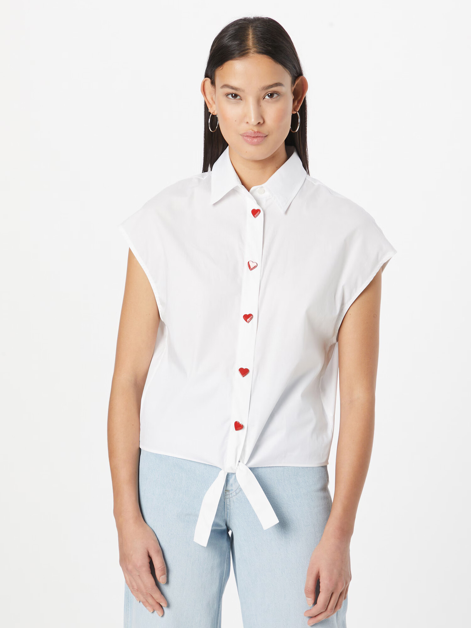 Love Moschino Blúzka 'CAMICIA' červená / biela - Pepit.sk