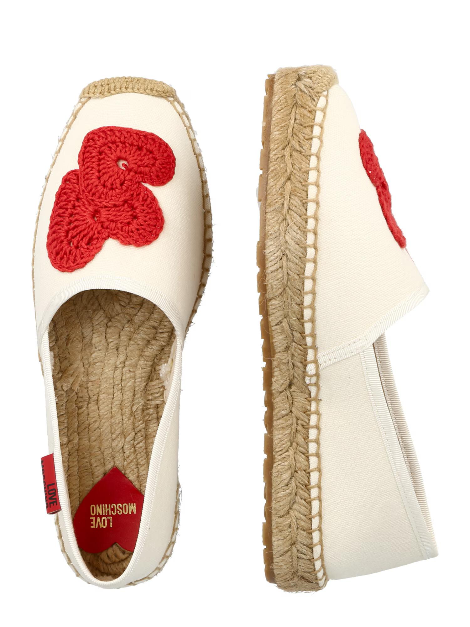 Love Moschino Espadrilky 'SCARPAD' červená / čierna / biela ako vlna - Pepit.sk