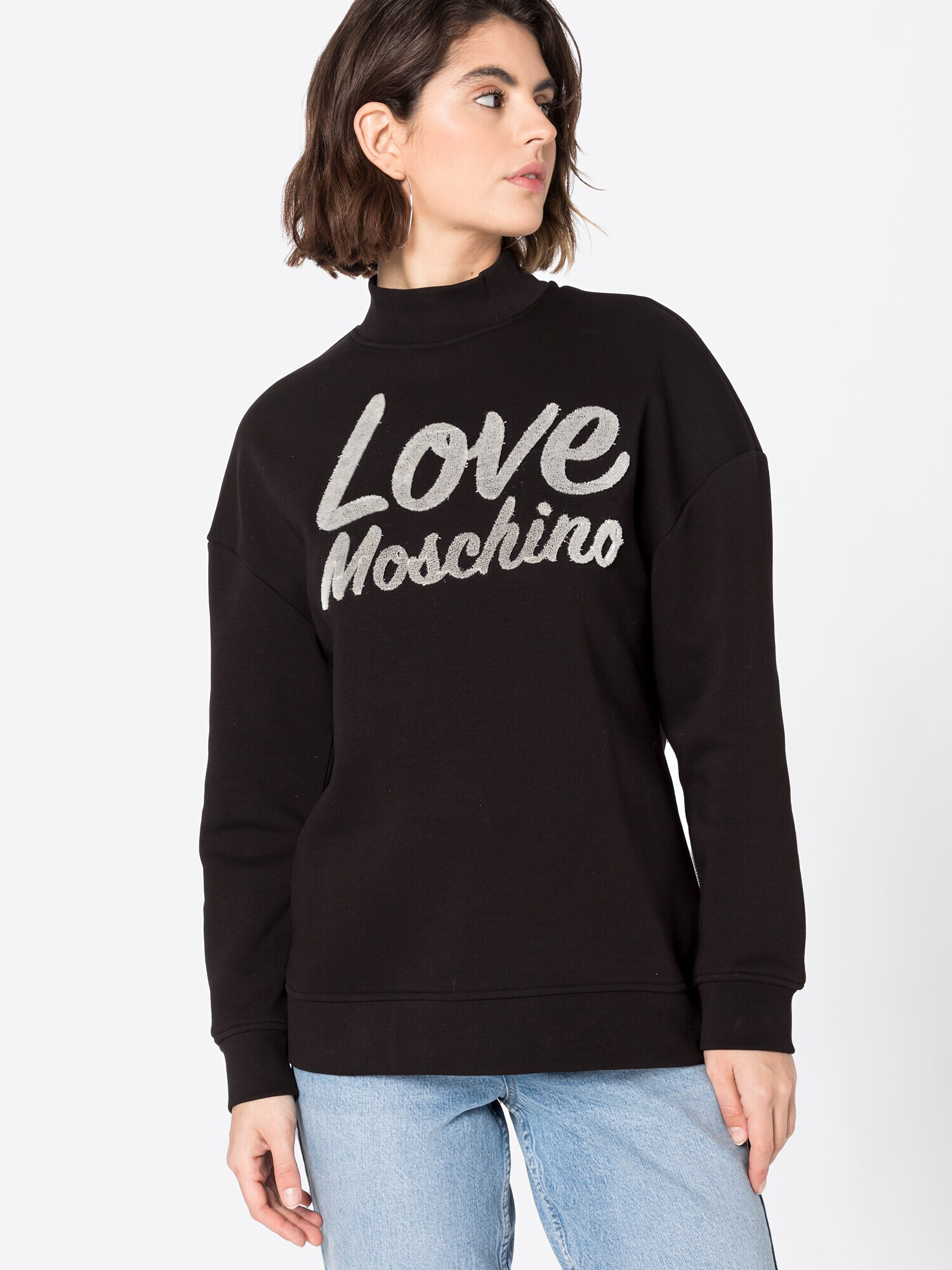 Love Moschino Mikina 'FELPA' čierna / biela - Pepit.sk