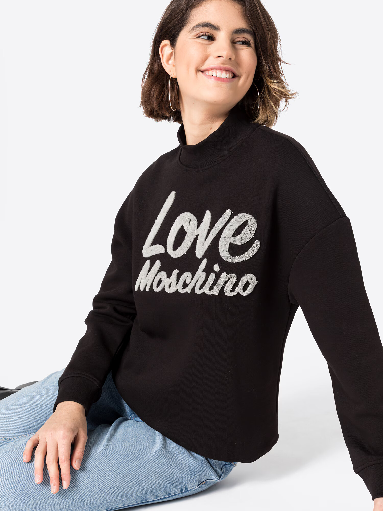 Love Moschino Mikina 'FELPA' čierna / biela - Pepit.sk