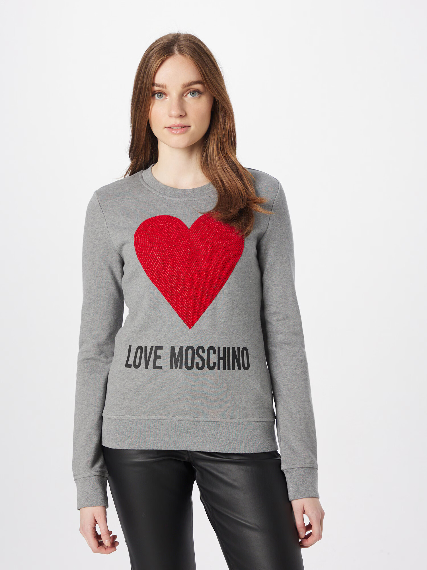 Love Moschino Mikina 'FELPA' sivá / červená - Pepit.sk