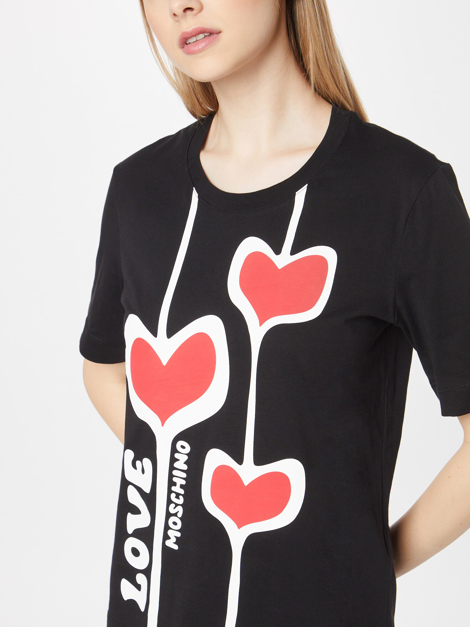 Love Moschino Tričko '3HEARTS' červená / čierna / biela - Pepit.sk