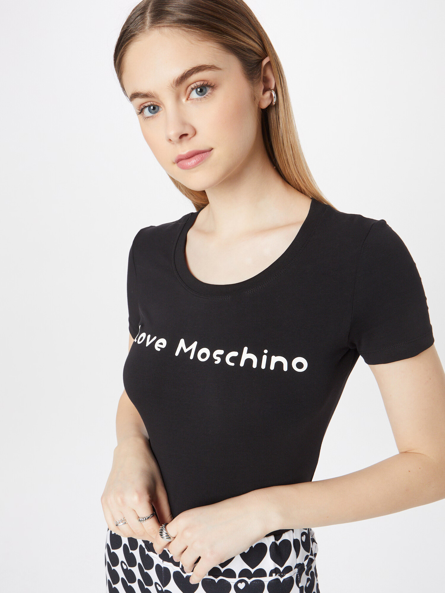 Love Moschino Tričko 'MAGLIETTA' čierna / biela - Pepit.sk