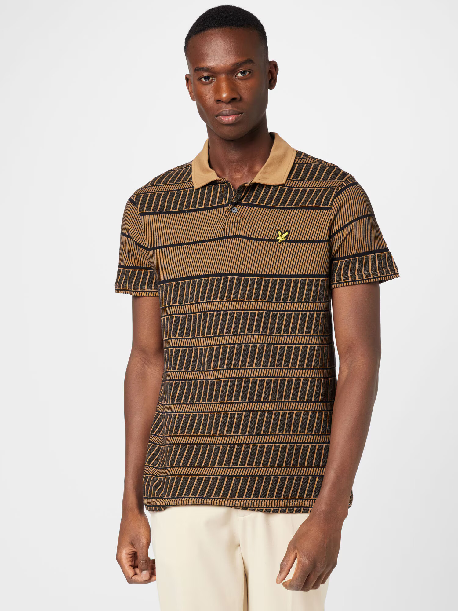 Lyle & Scott Tričko 'Grid' farba ťavej srsti / tmavohnedá / žltá - Pepit.sk