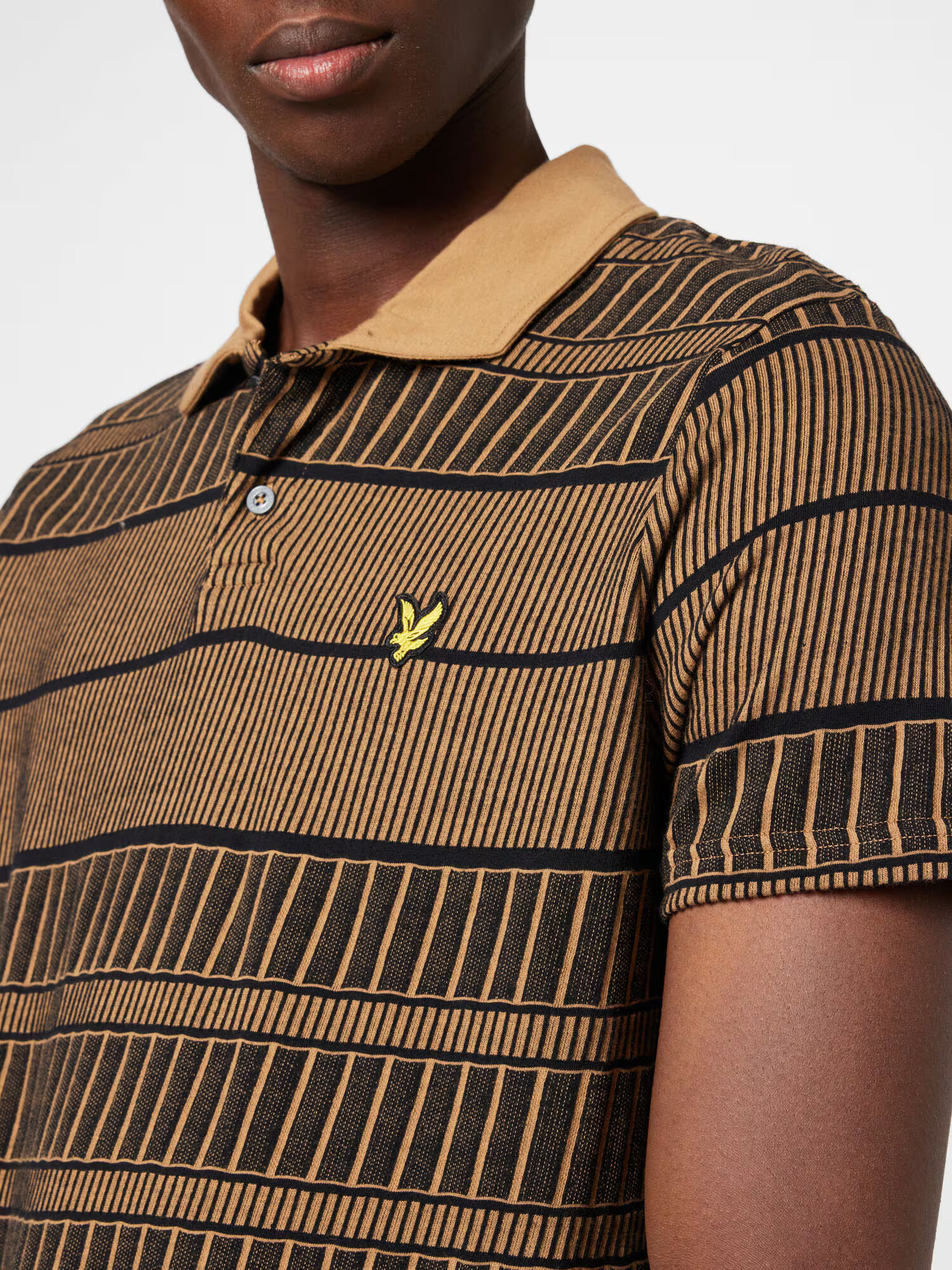 Lyle & Scott Tričko 'Grid' farba ťavej srsti / tmavohnedá / žltá - Pepit.sk