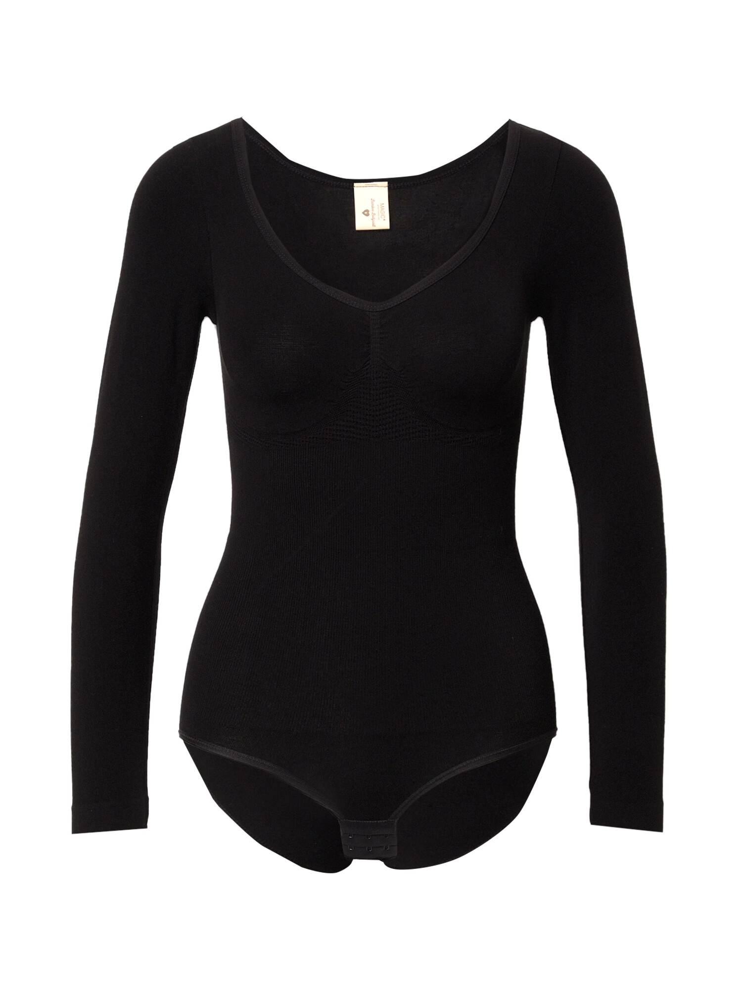 MAGIC Bodyfashion Košeľové body 'Longsleeve Bodysuit Bamboo' čierna - Pepit.sk