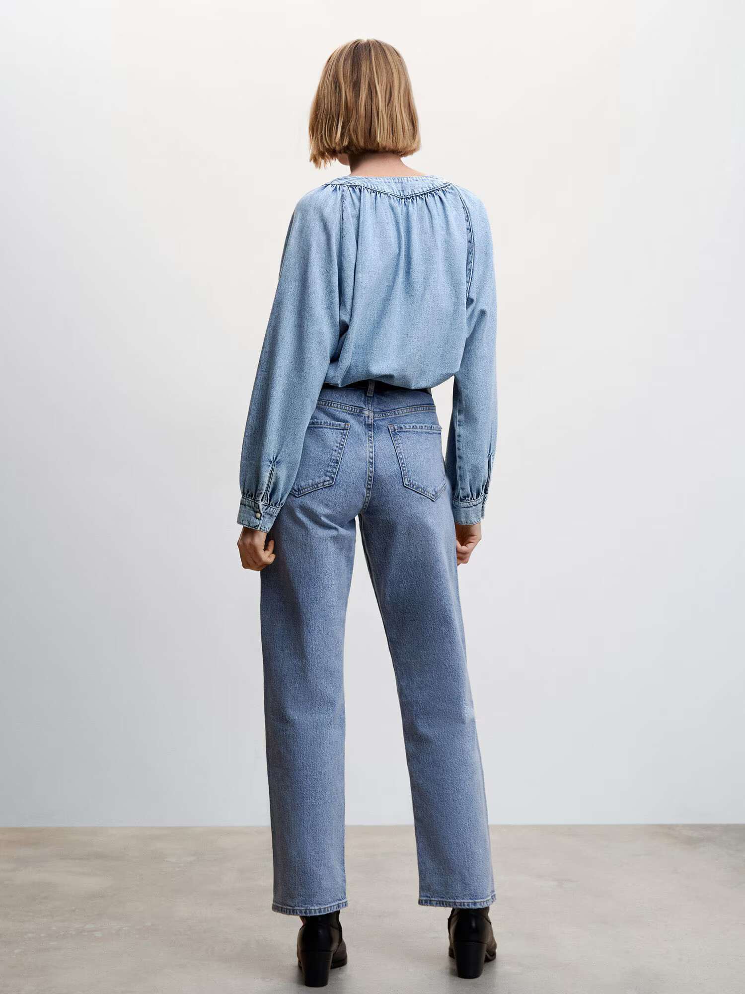 MANGO Blúzka 'CLEO' modrá denim - Pepit.sk