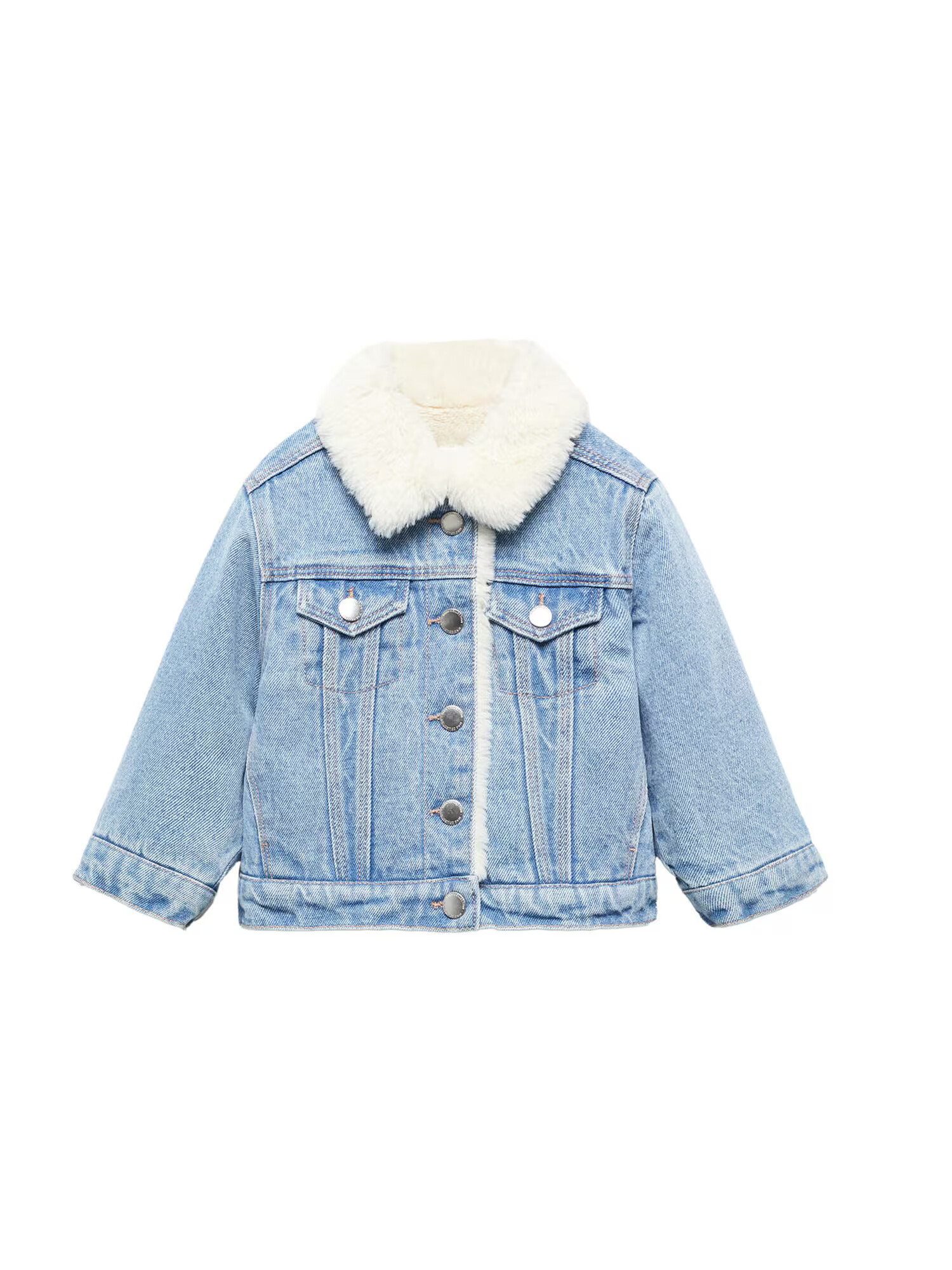 MANGO KIDS Prechodná bunda 'Lisab' nebielená / modrá denim - Pepit.sk