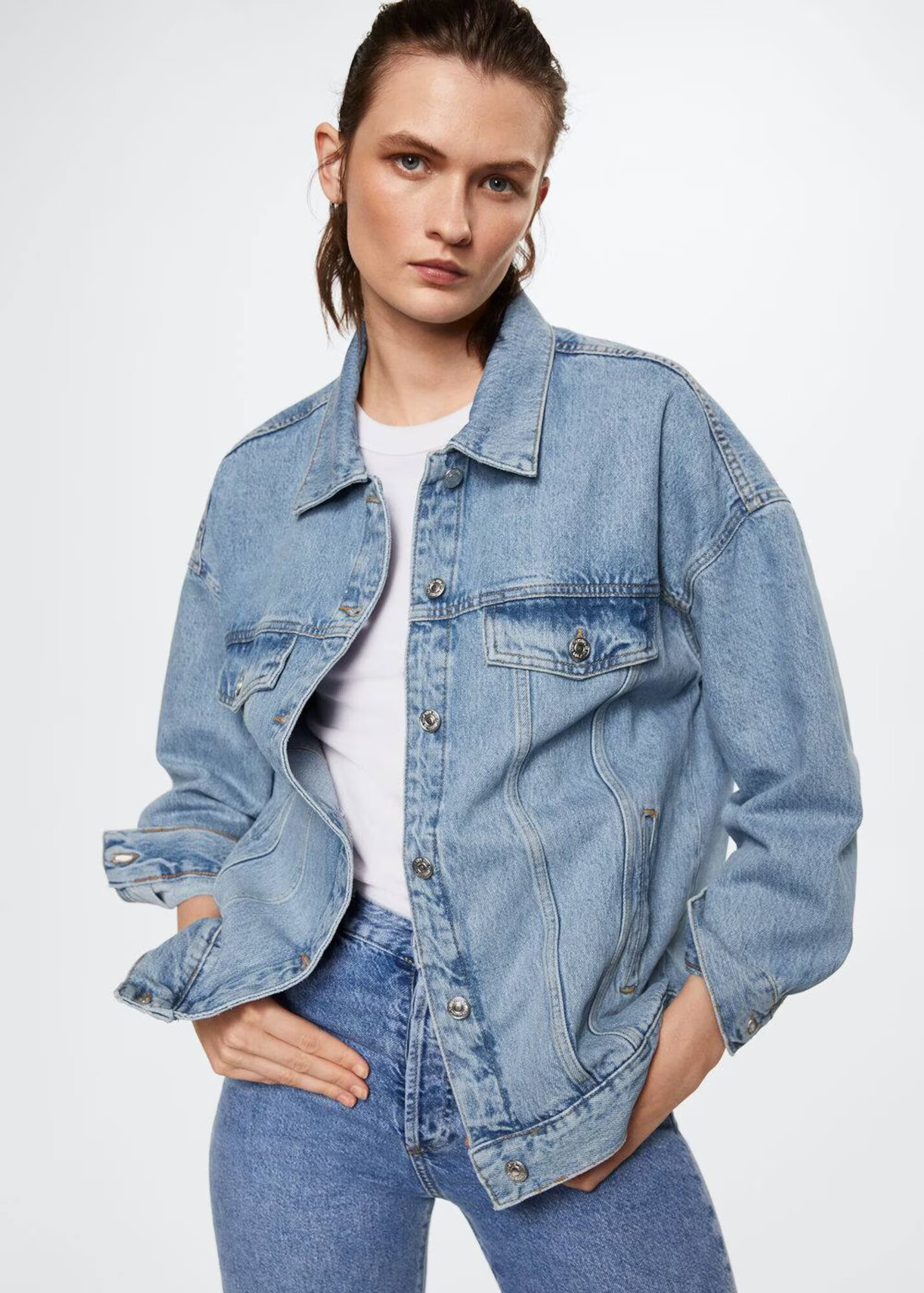 MANGO Prechodná bunda 'Dafne' modrá denim - Pepit.sk