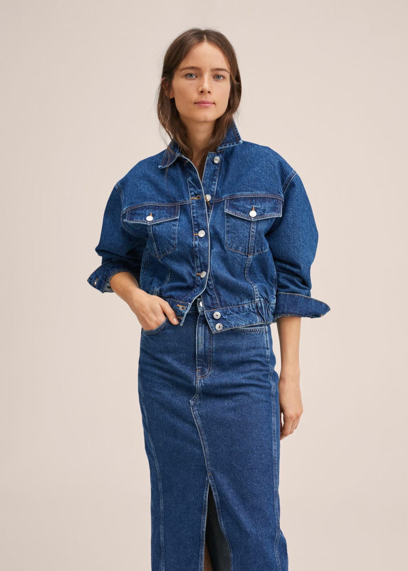 MANGO Prechodná bunda 'Mabel' modrá denim - Pepit.sk