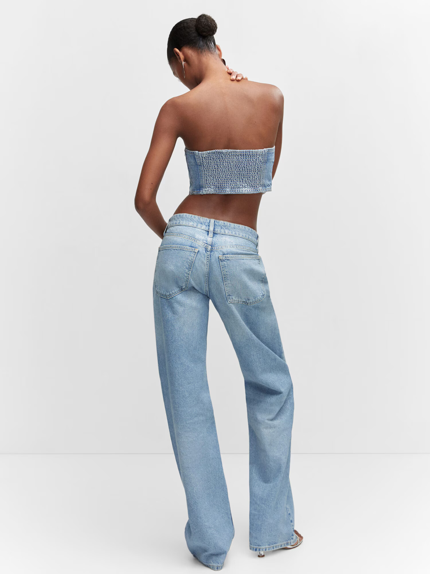 MANGO Top 'SHINNY' modrá denim - Pepit.sk