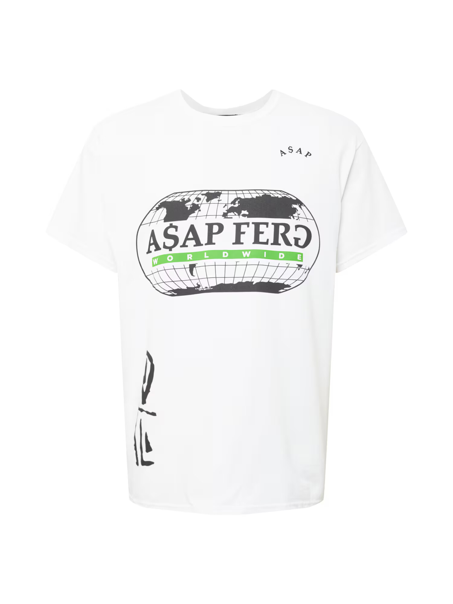 Mennace Tričko 'ASAP FERG WORLDWIDE' svetlozelená / čierna / šedobiela - Pepit.sk