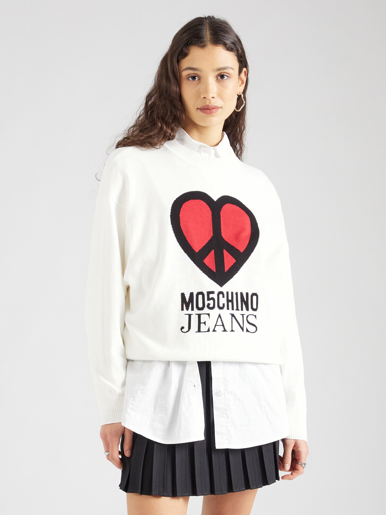 Moschino Jeans Sveter červená / čierna / biela - Pepit.sk