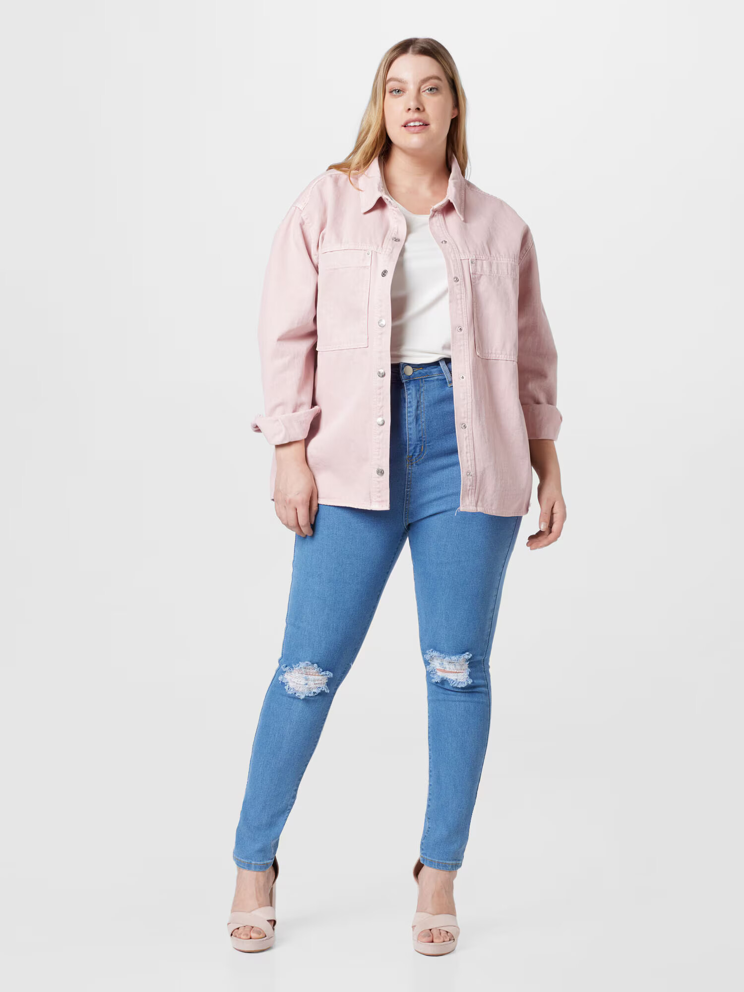 Nasty Gal Plus Džínsy modrá denim - Pepit.sk