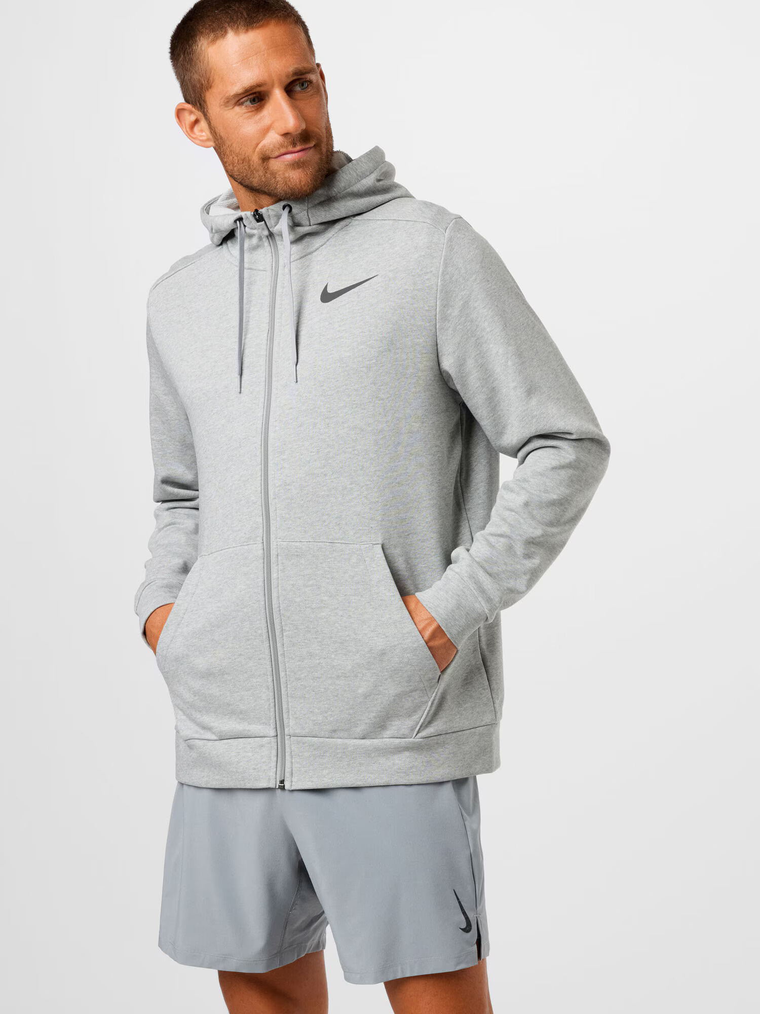 NIKE Športová mikina so zipsom sivá melírovaná / čierna - Pepit.sk