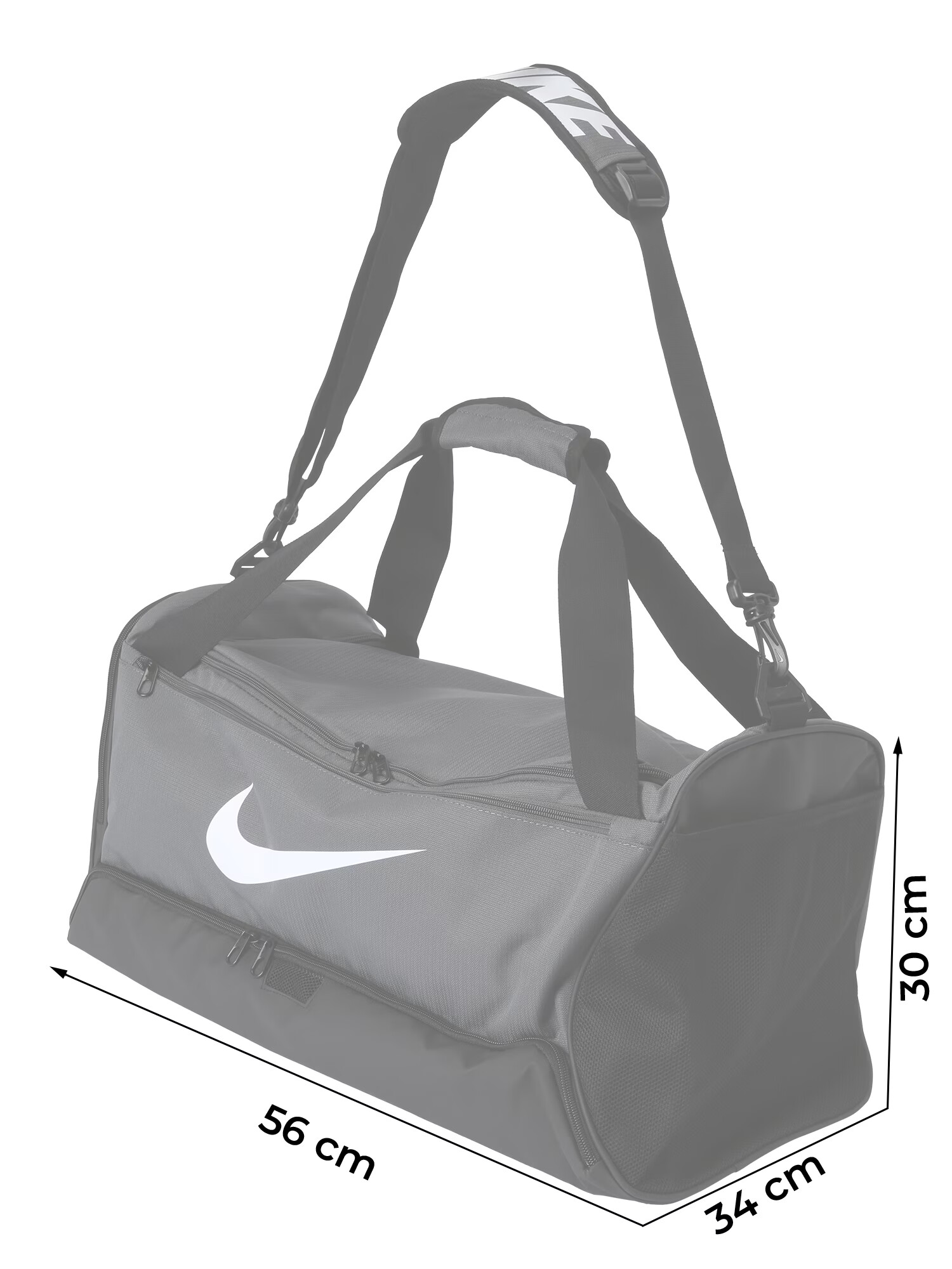 NIKE Športová taška 'Brasilia 9.5' sivá / čierna / biela - Pepit.sk