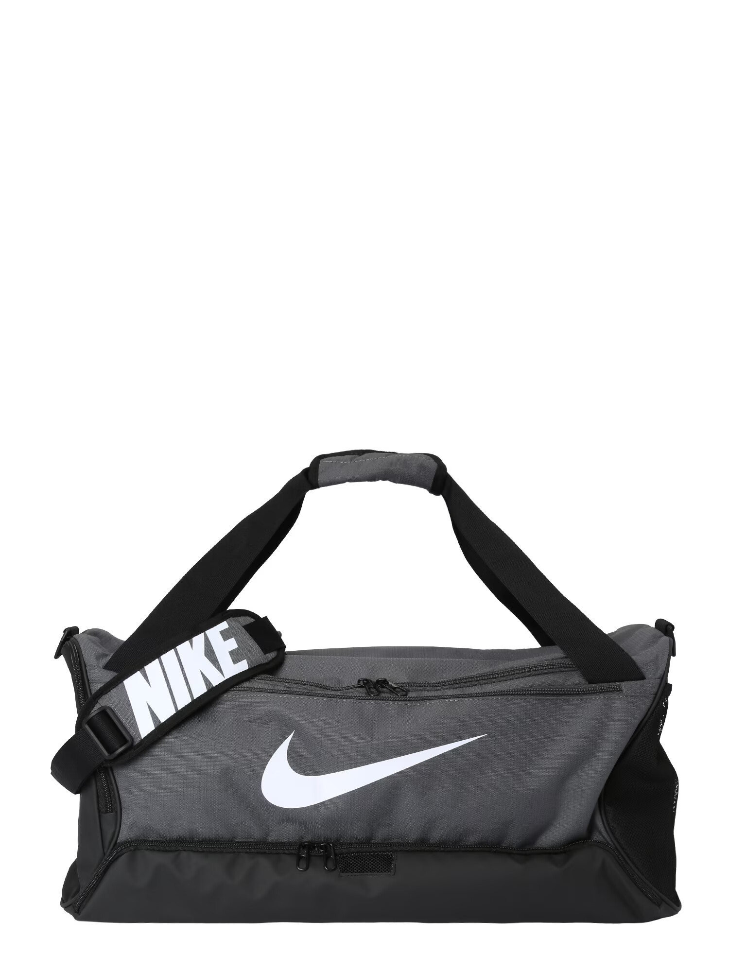 NIKE Športová taška 'Brasilia 9.5' sivá / čierna / biela - Pepit.sk