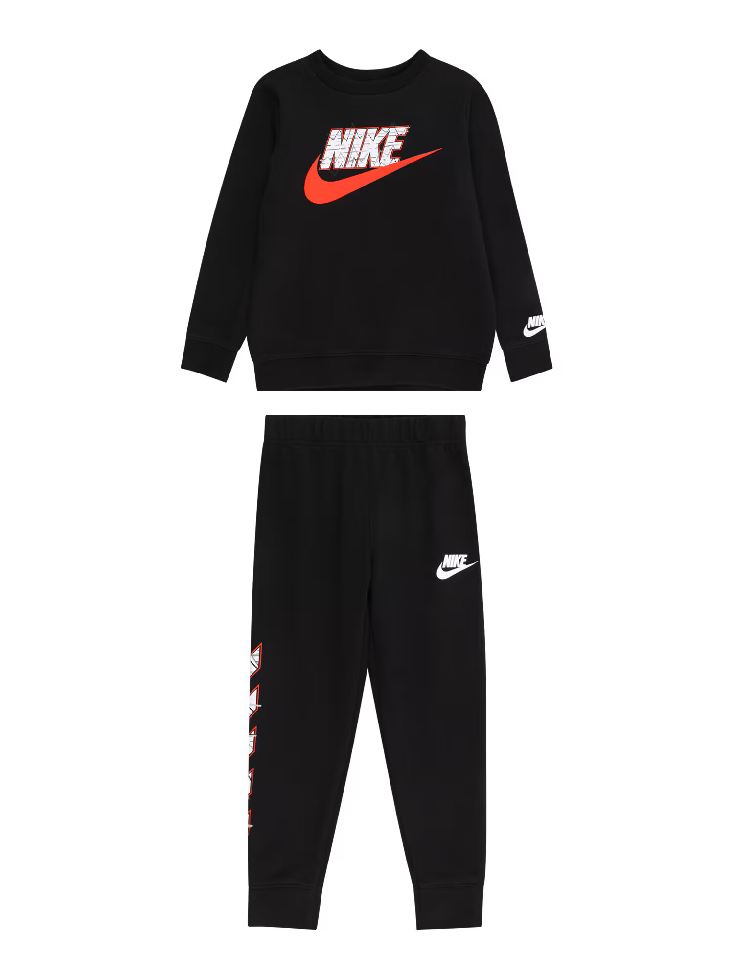 Nike Sportswear Joggingová súprava sivá / ohnivo červená / čierna / biela - Pepit.sk