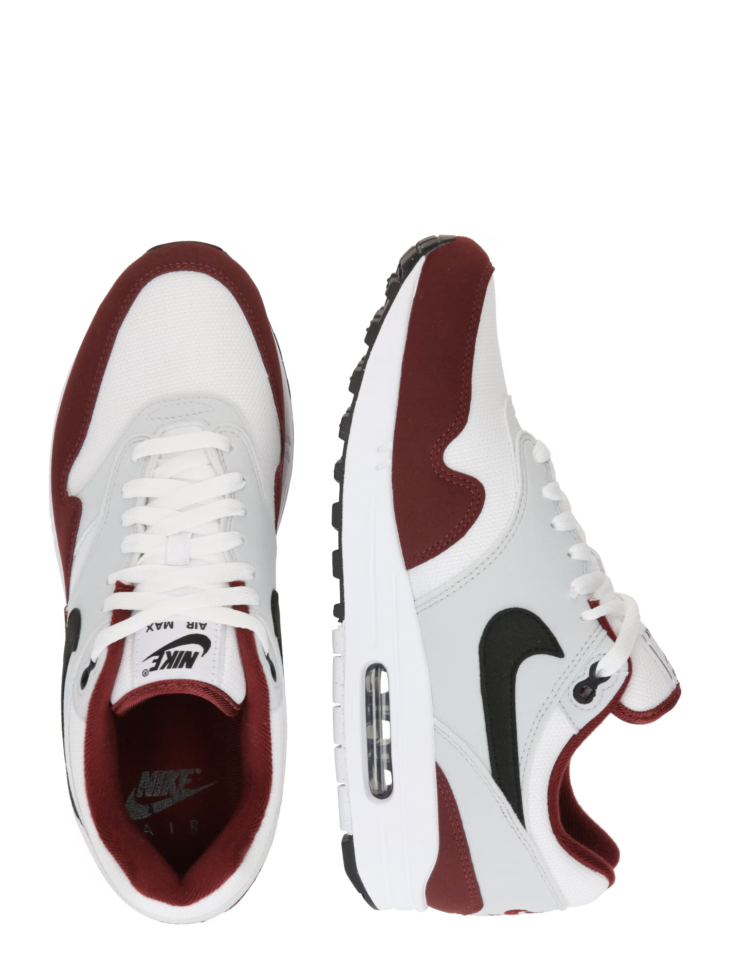 Nike Sportswear Nízke tenisky 'Air Max 1' vínovo červená / čierna / biela / prírodná biela - Pepit.sk