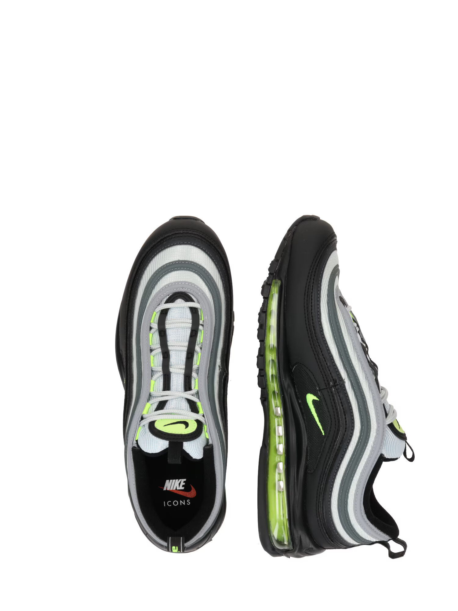 Nike Sportswear Nízke tenisky 'AIR MAX 97' sivá / neónovo zelená / čierna / biela - Pepit.sk