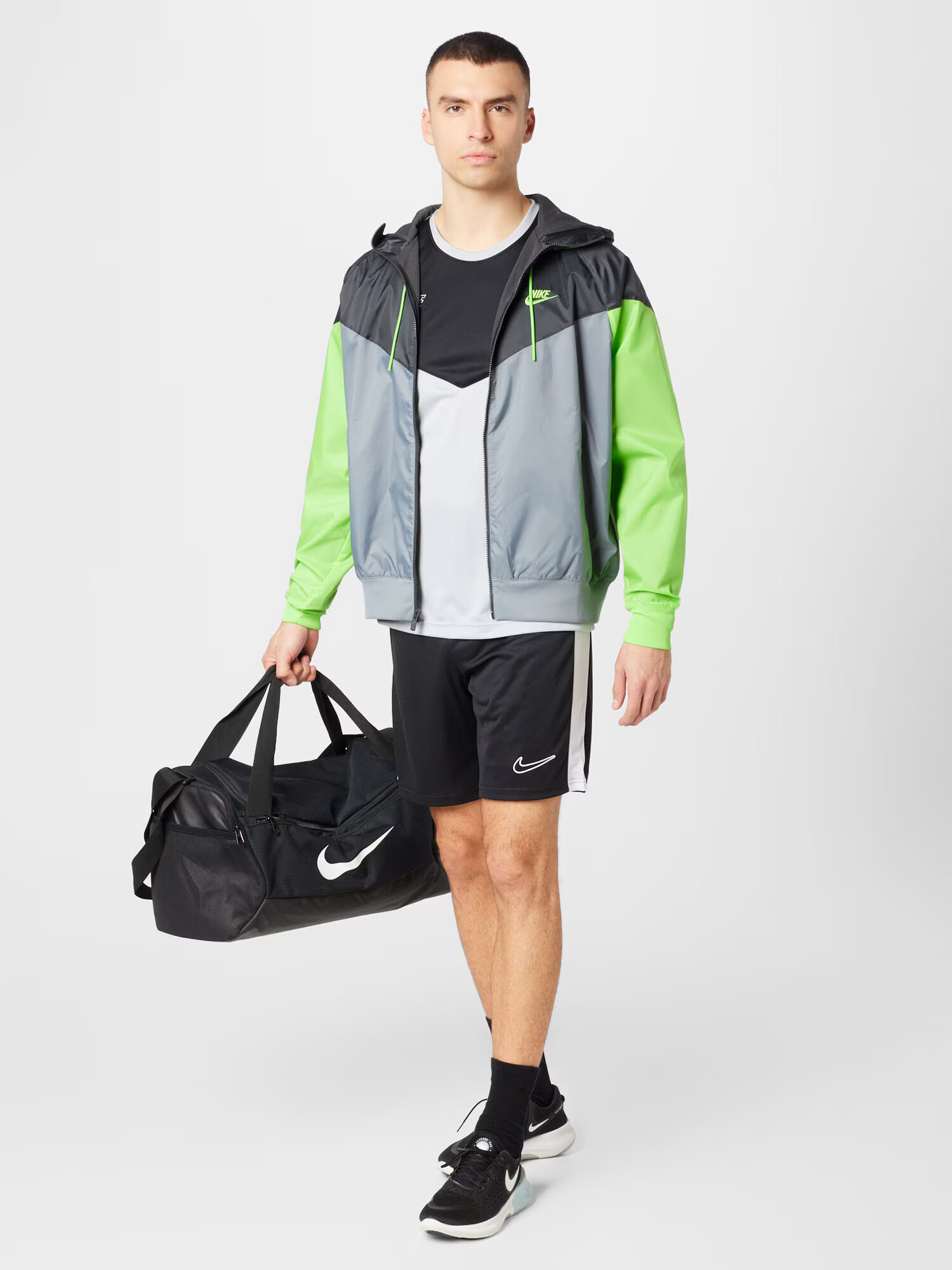 Nike Sportswear Prechodná bunda sivá / tmavosivá / svetlozelená - Pepit.sk