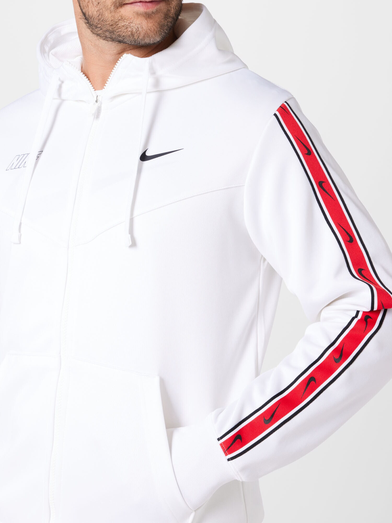 Nike Sportswear Športová mikina so zipsom 'Repeat' červená / čierna / biela - Pepit.sk