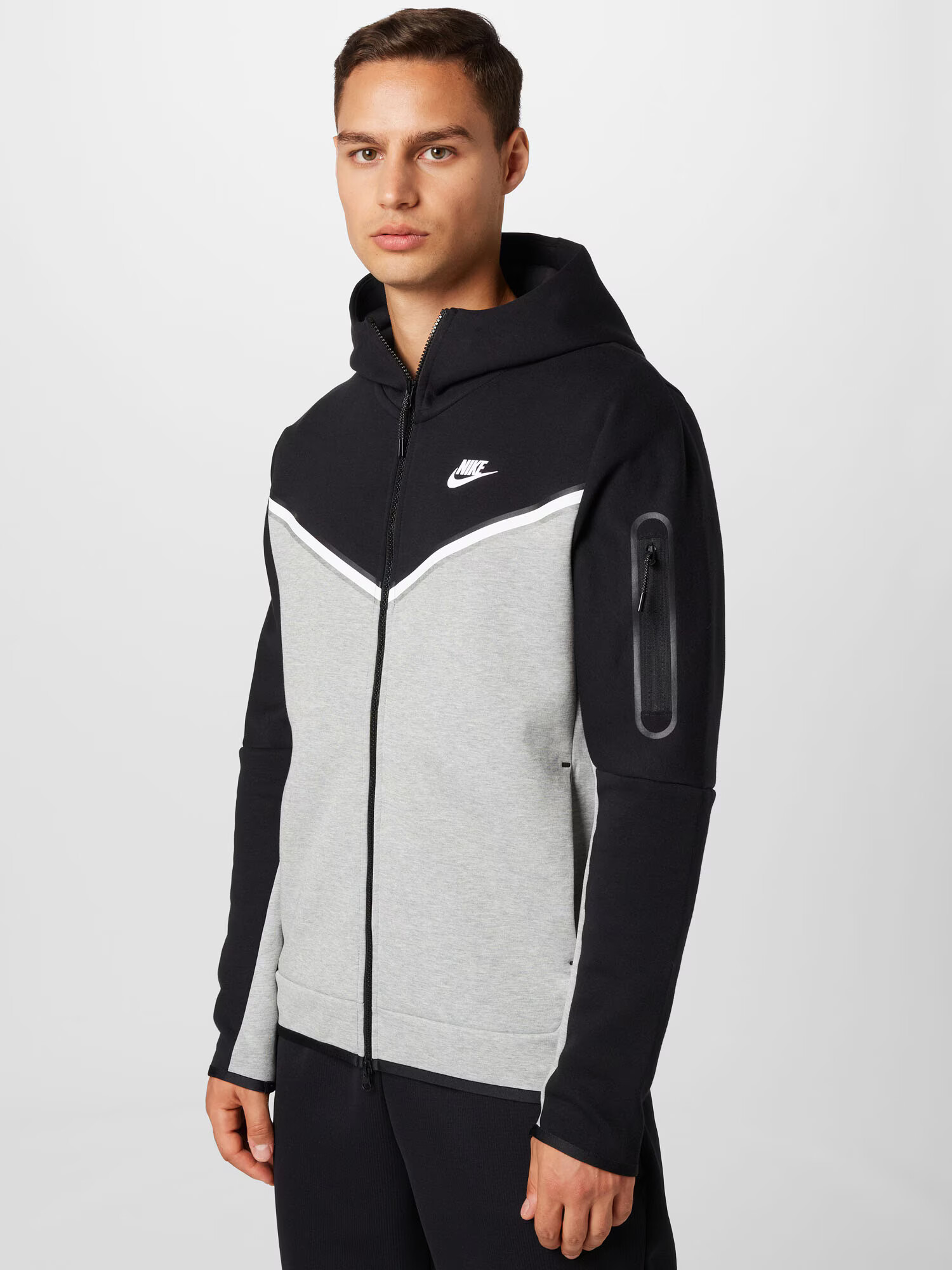 Nike Sportswear Tepláková bunda sivá melírovaná / čierna / biela - Pepit.sk