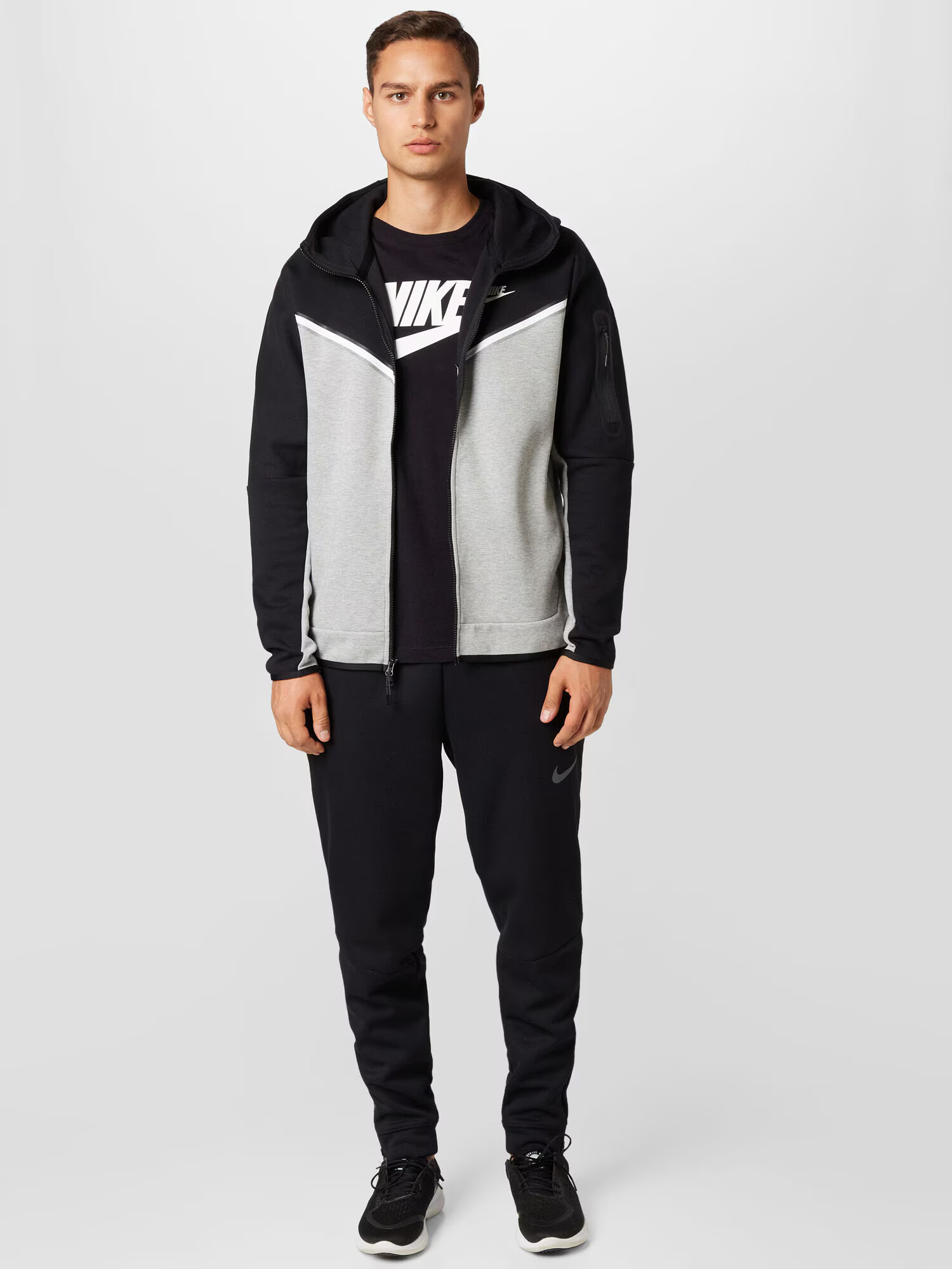 Nike Sportswear Tepláková bunda sivá melírovaná / čierna / biela - Pepit.sk