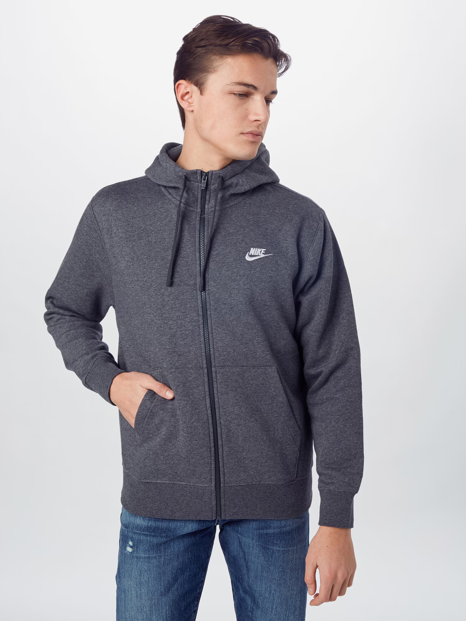 Nike Sportswear Tepláková bunda 'Club Fleece' tmavosivá / biela - Pepit.sk