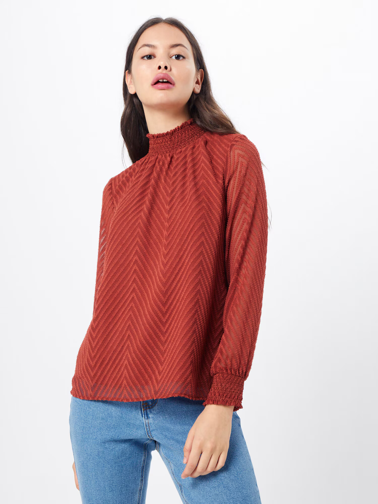 ONLY Blúzka 'ONLNEW KAYLA L/S TOP WVN' vínovo červená - Pepit.sk