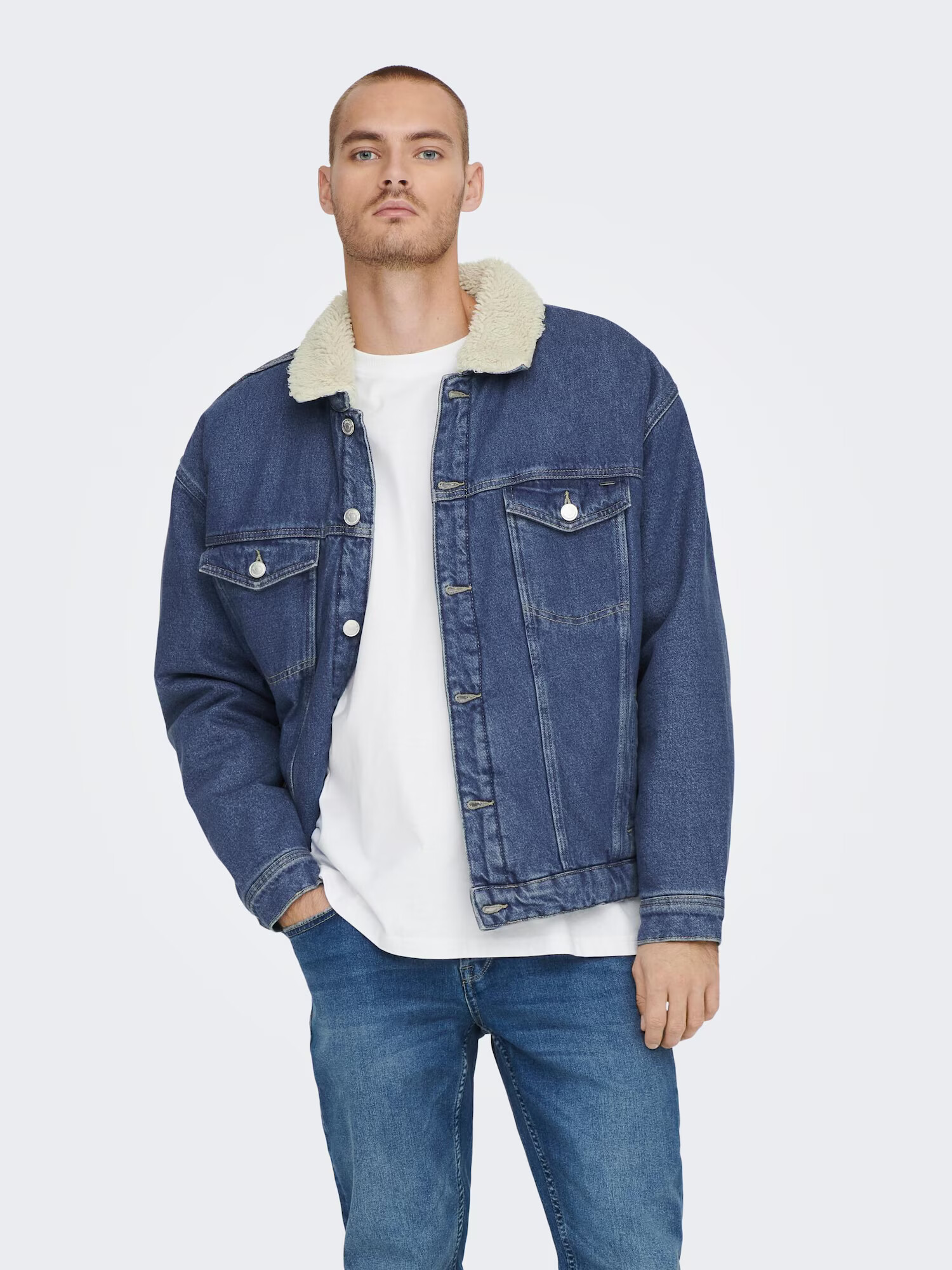 Only & Sons Prechodná bunda 'Rick' krémová / modrá denim - Pepit.sk