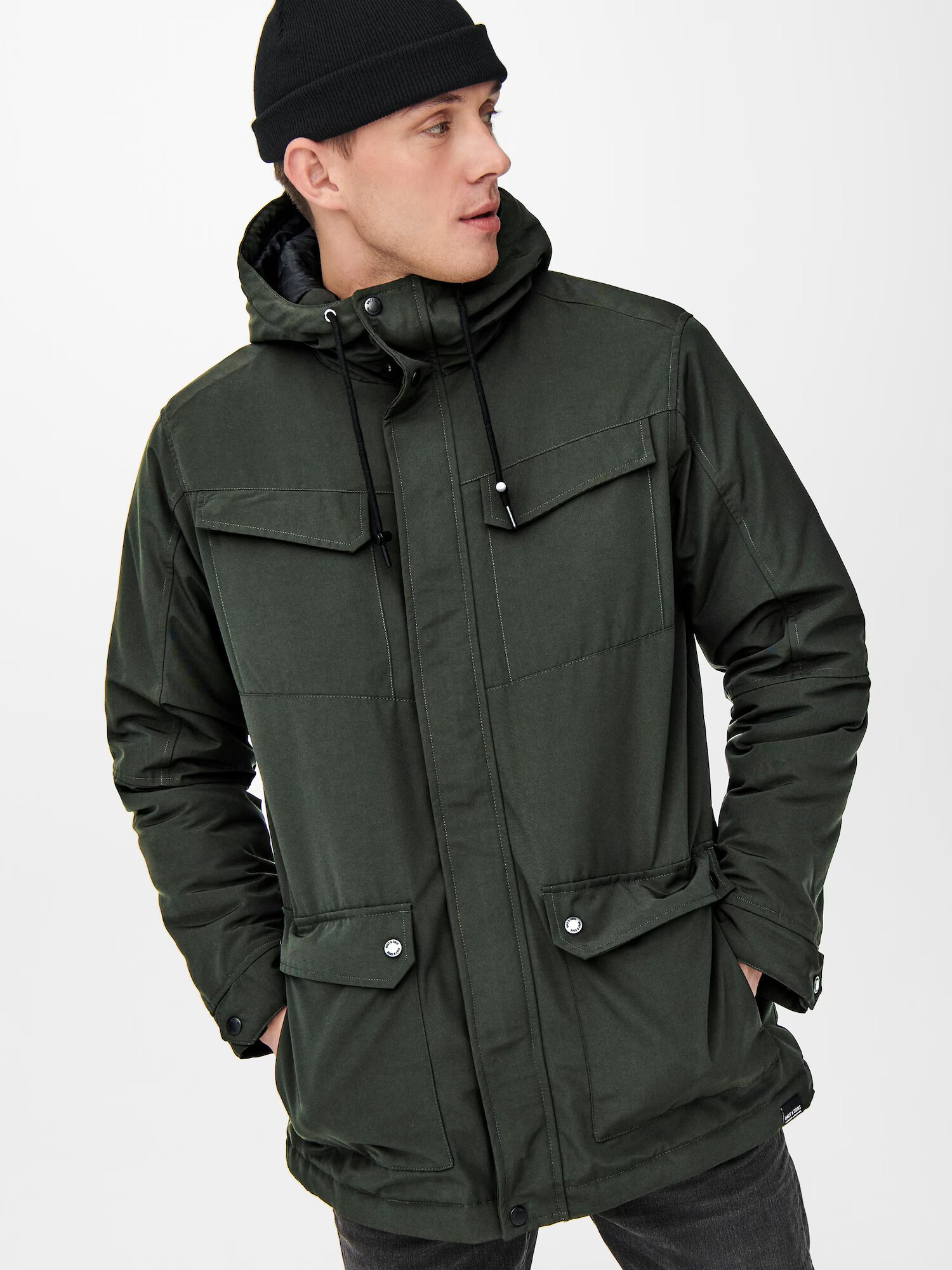 Only & Sons Prechodná parka 'Cooper' tmavozelená - Pepit.sk