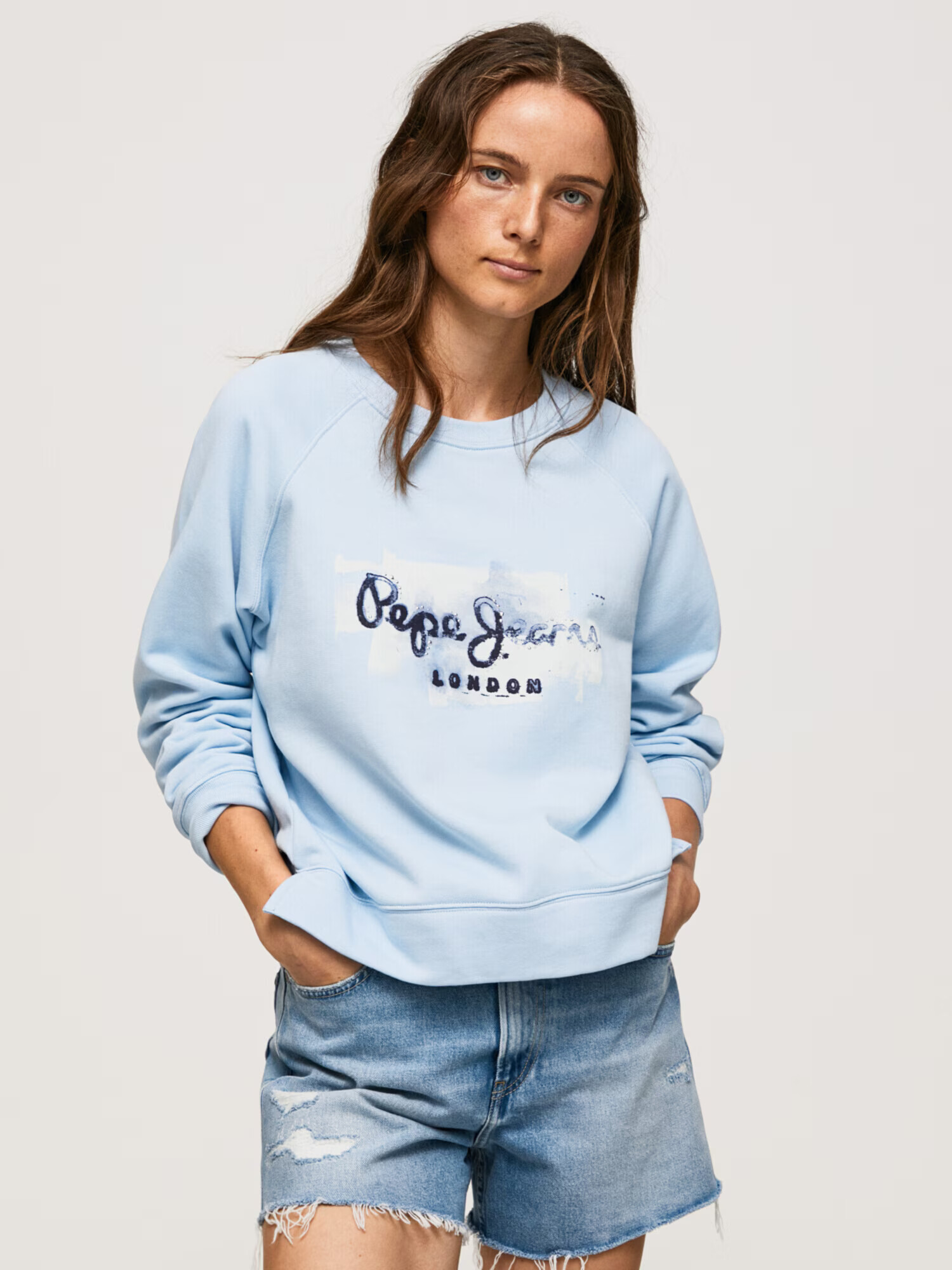 Pepe Jeans Mikina 'Goldie crew' svetlomodrá / čierna / biela - Pepit.sk