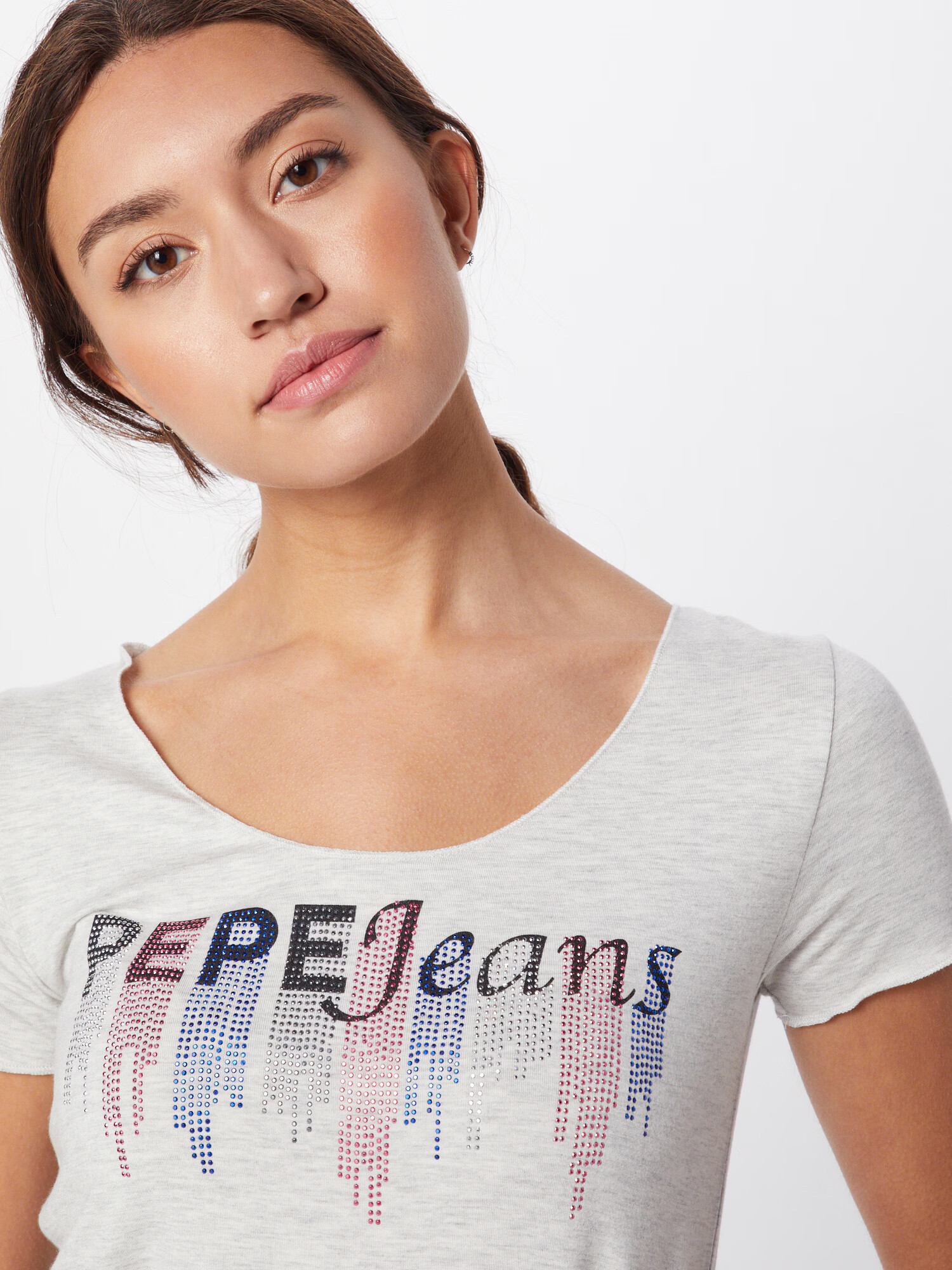 Pepe Jeans Tričko 'Abbey' modrá / sivá melírovaná / oranžová / čierna / strieborná - Pepit.sk