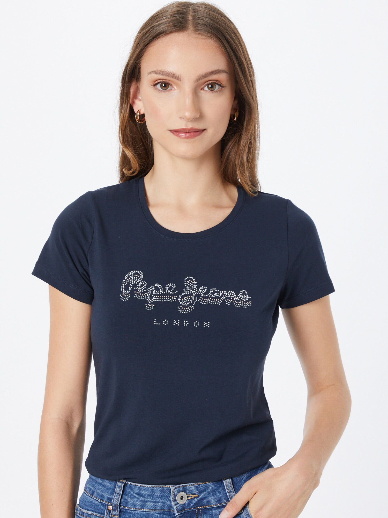 Pepe Jeans Tričko 'BEATRICE' tmavomodrá / strieborná - Pepit.sk