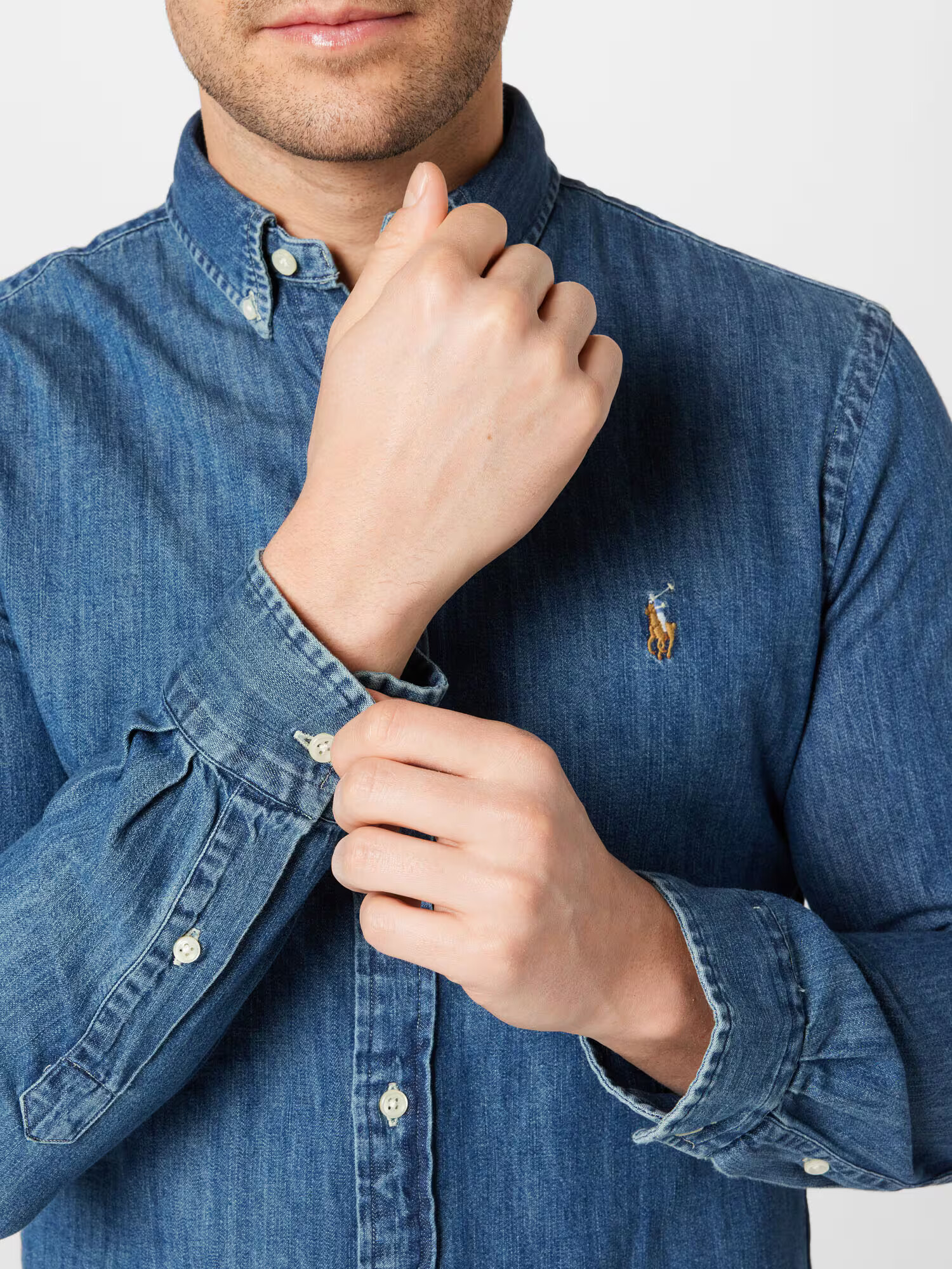 Polo Ralph Lauren Košeľa modrá denim / koňaková / biela - Pepit.sk