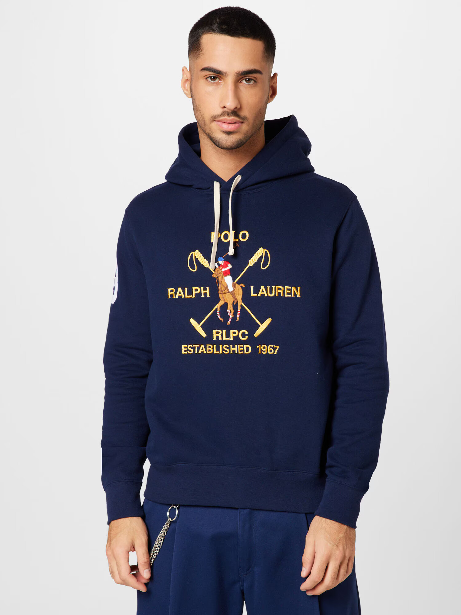 Polo Ralph Lauren Mikina tmavomodrá / hnedá / zlatá / červená - Pepit.sk