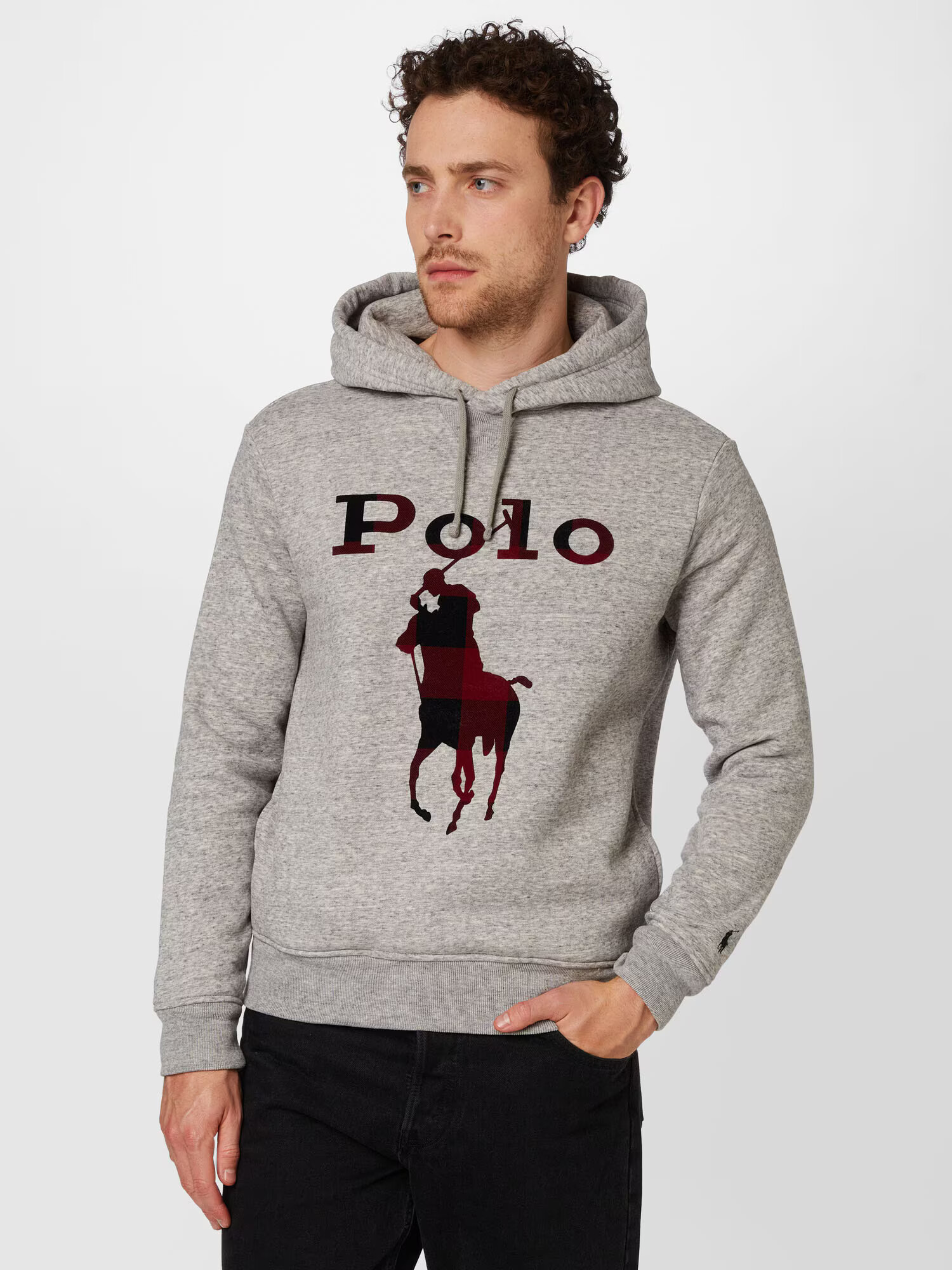 Polo Ralph Lauren Mikina sivá melírovaná / krvavo červená / čierna - Pepit.sk