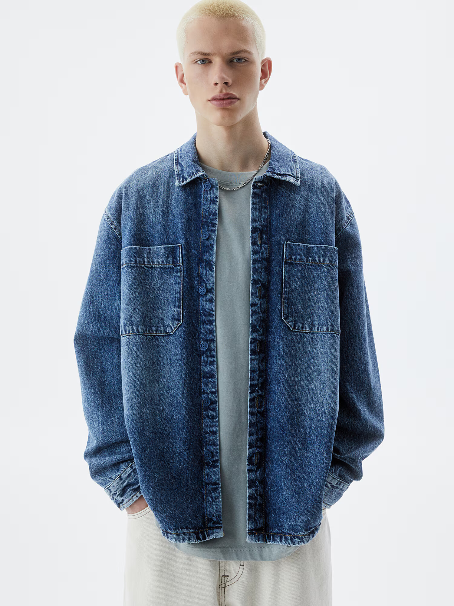 Pull&Bear Košeľa modrá denim - Pepit.sk