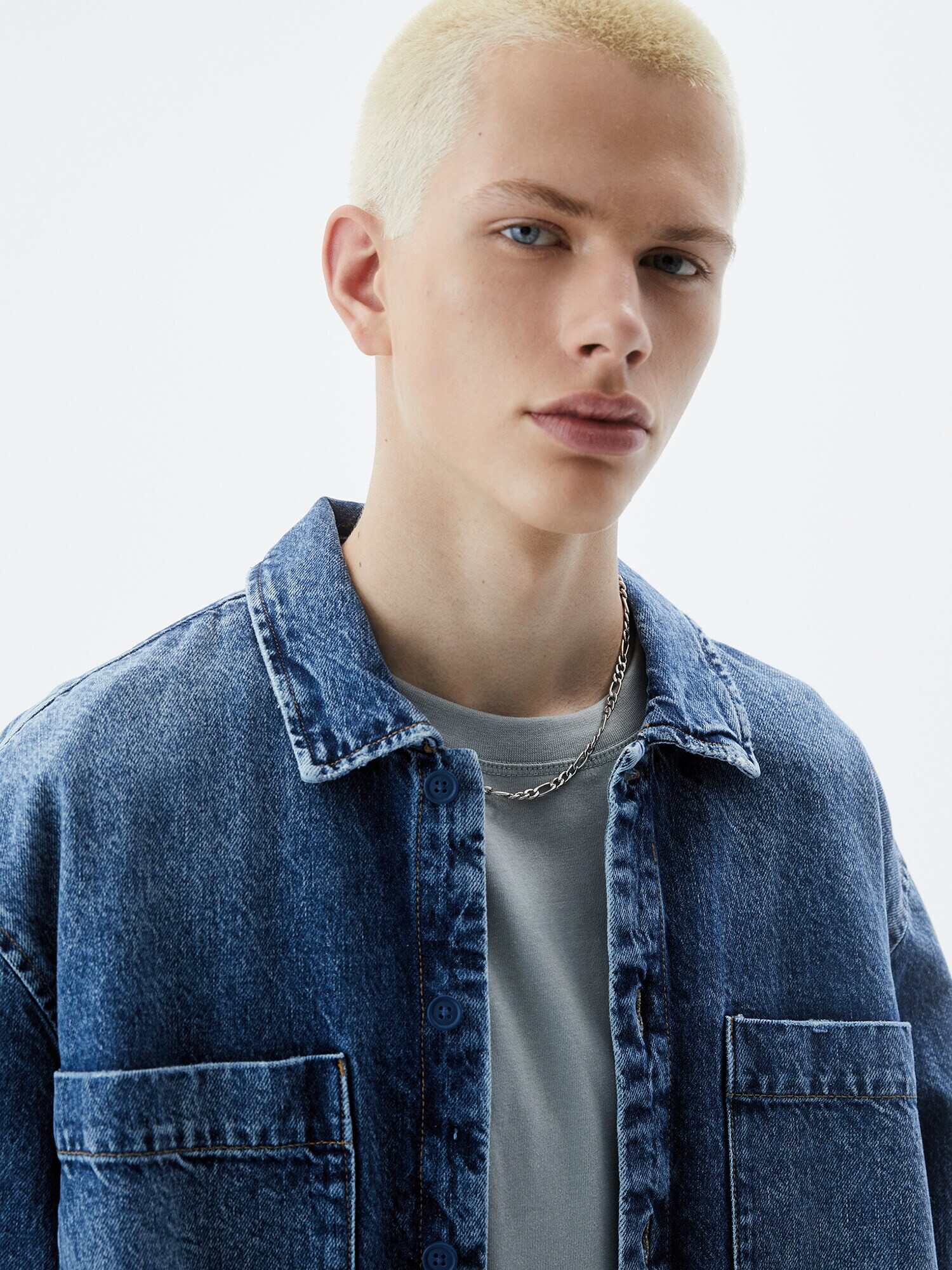 Pull&Bear Košeľa modrá denim - Pepit.sk