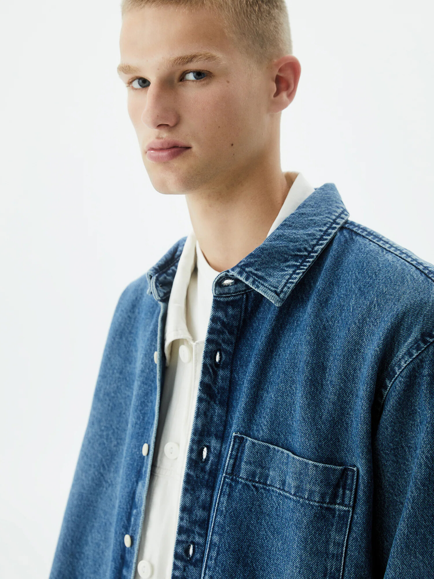 Pull&Bear Košeľa modrá denim - Pepit.sk