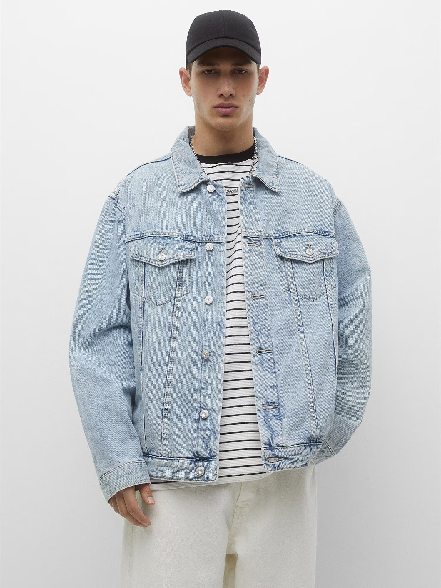 Pull&Bear Prechodná bunda modrá denim - Pepit.sk