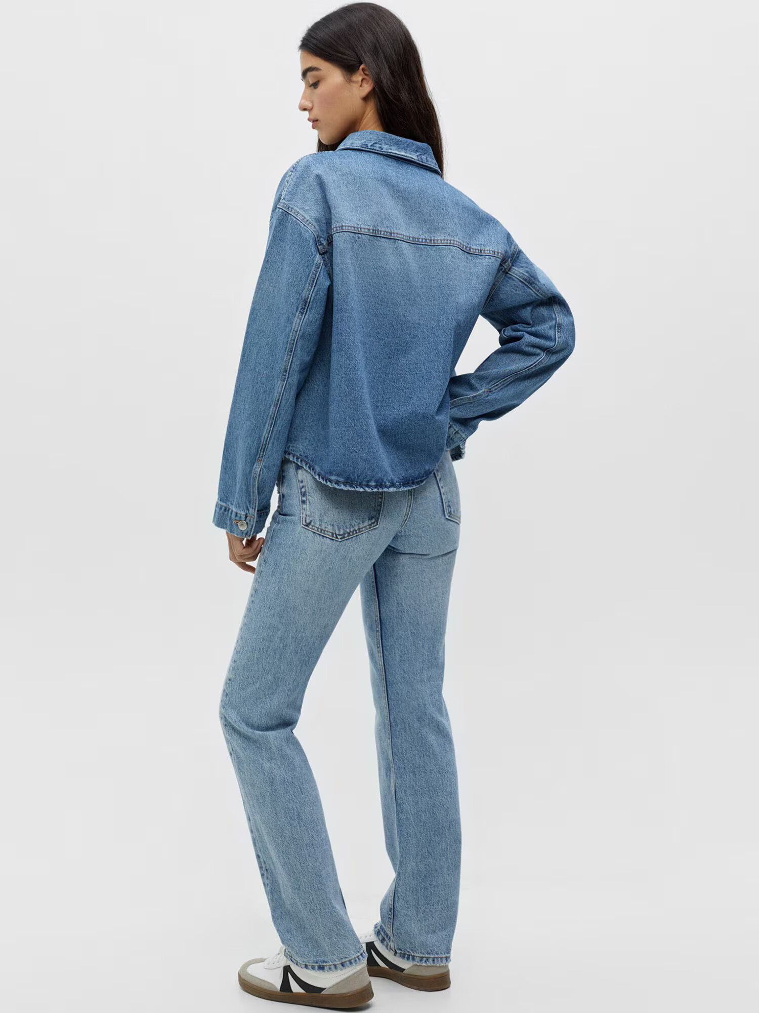 Pull&Bear Prechodná bunda modrá denim - Pepit.sk