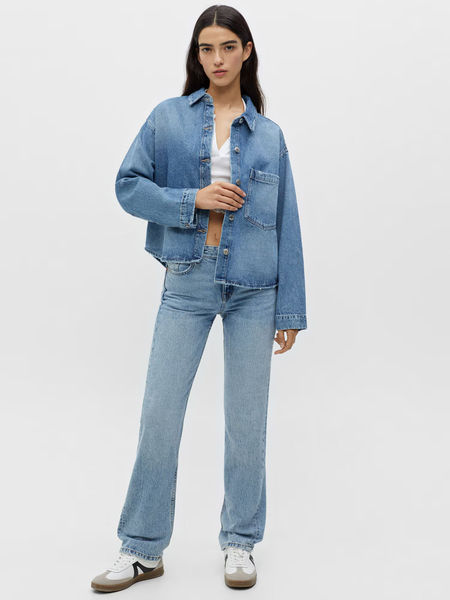 Pull&Bear Prechodná bunda modrá denim - Pepit.sk