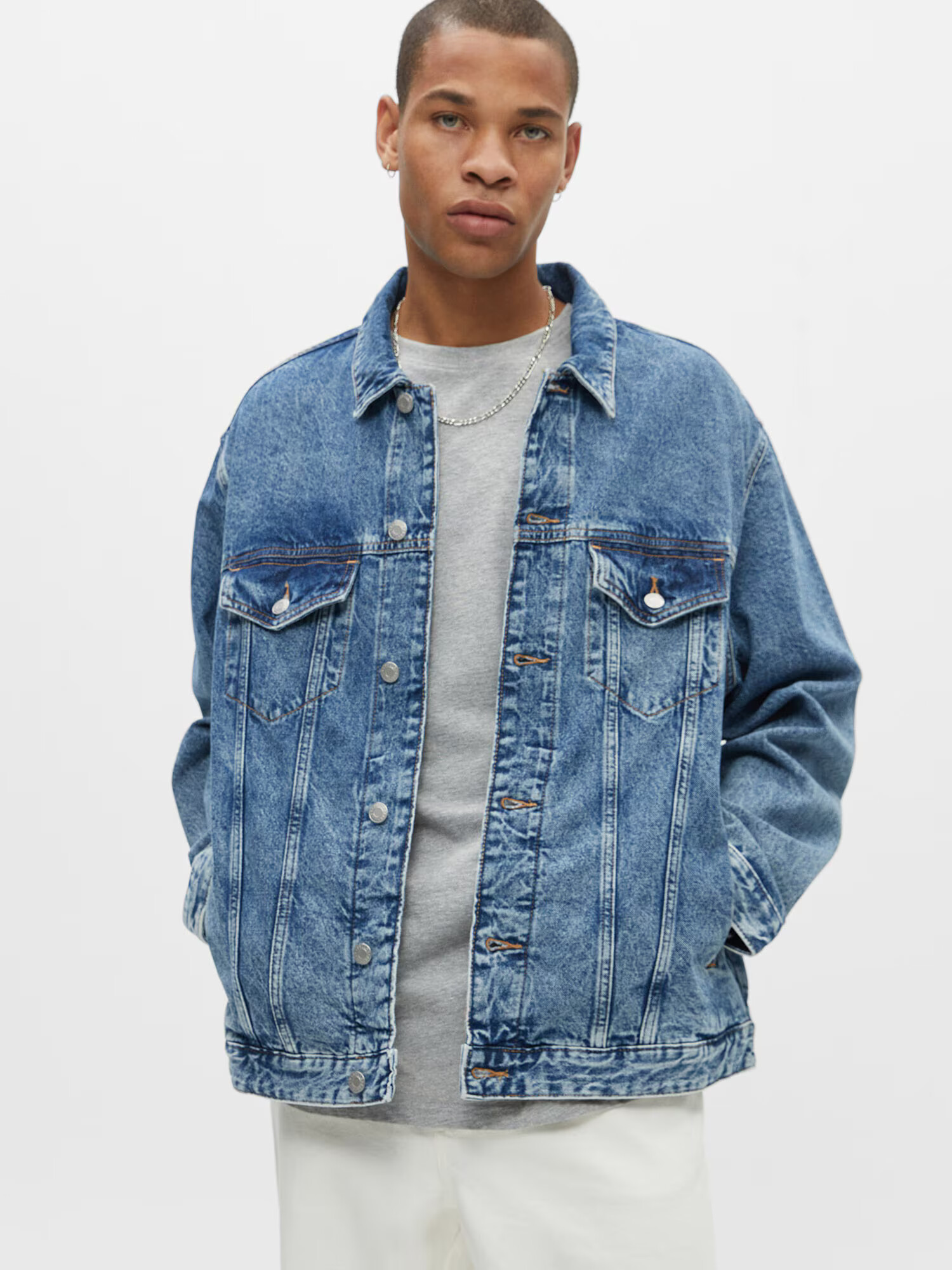 Pull&Bear Prechodná bunda modrá denim - Pepit.sk