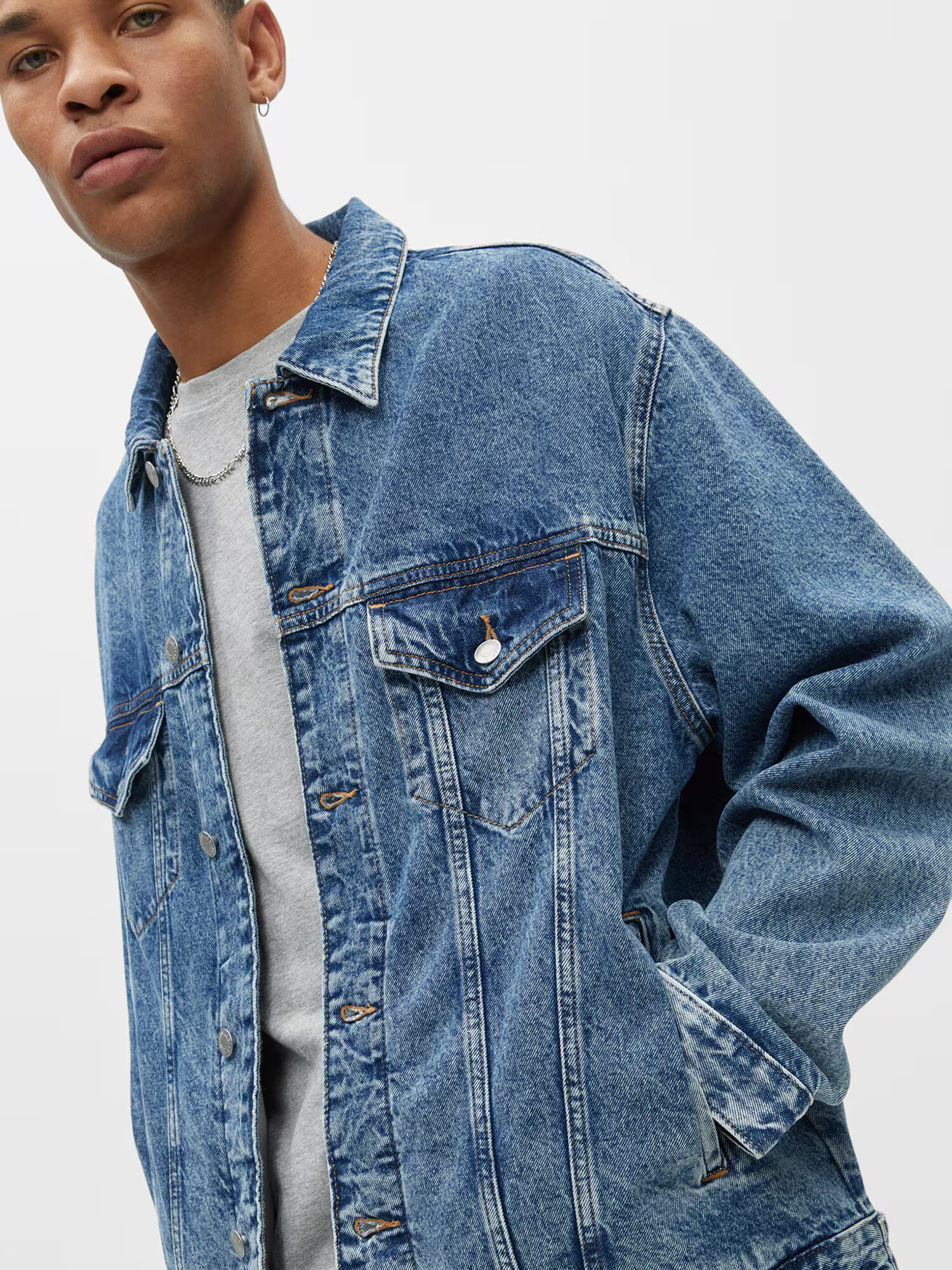 Pull&Bear Prechodná bunda modrá denim - Pepit.sk