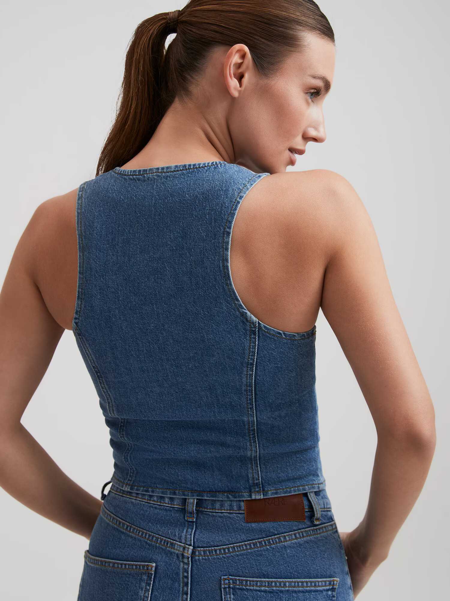 RÆRE by Lorena Rae Vesta 'Liv' modrá denim - Pepit.sk