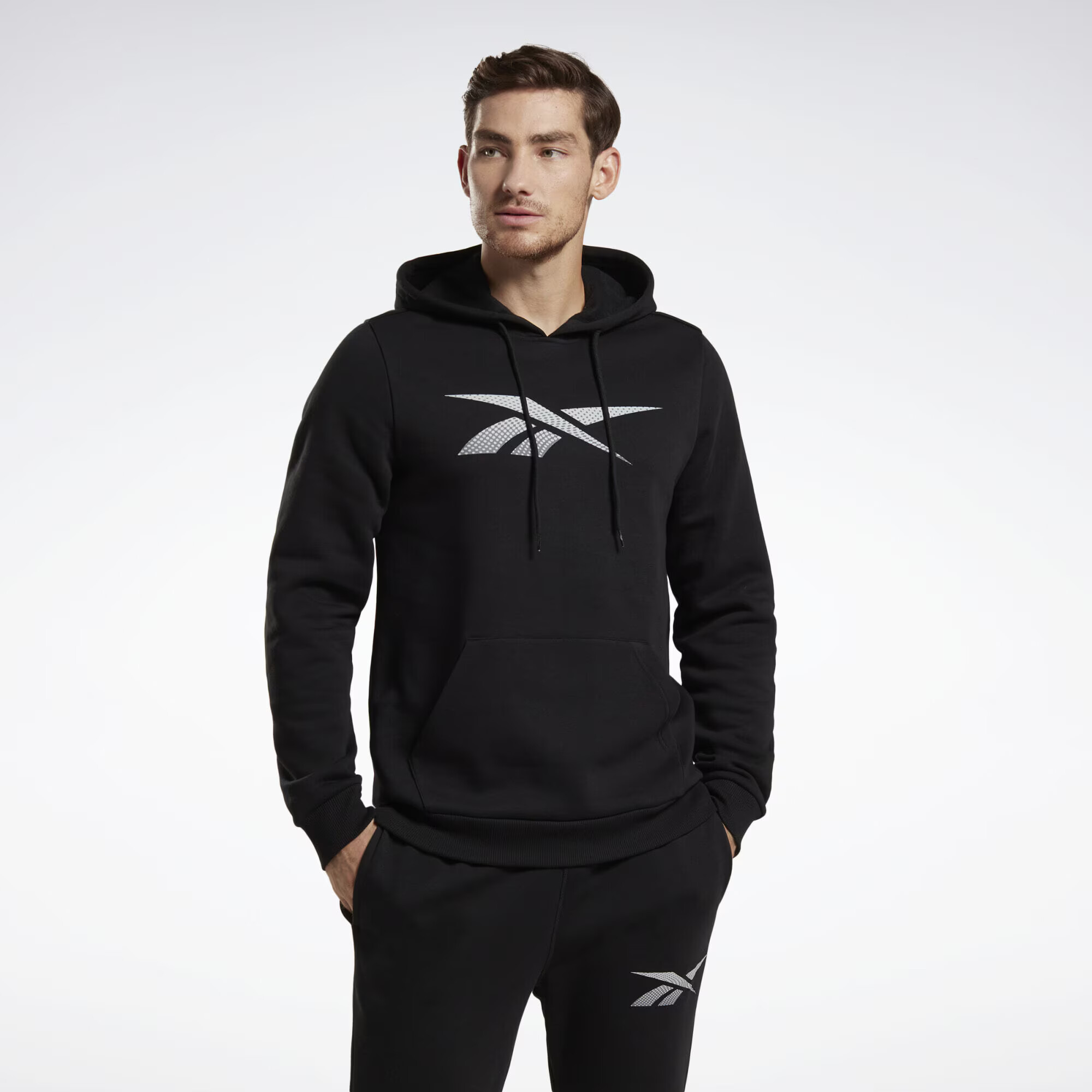 Reebok Sport Športová mikina čierna / biela - Pepit.sk