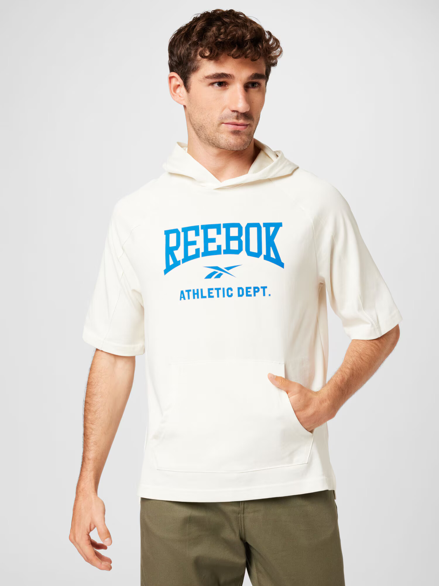 Reebok Sport Športová mikina krémová / modrá / čierna - Pepit.sk