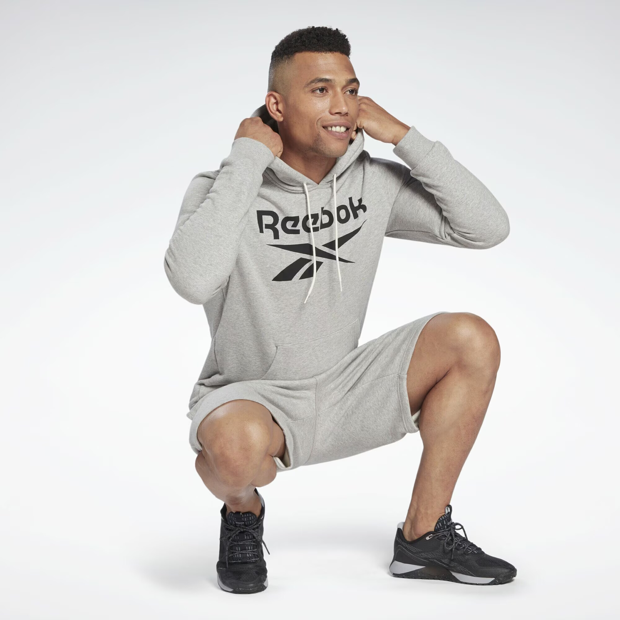 Reebok Sport Športová mikina sivá / čierna - Pepit.sk